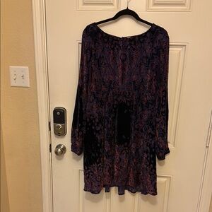 Free People Black and Purple velvet mirror mirror XL Mini Dress